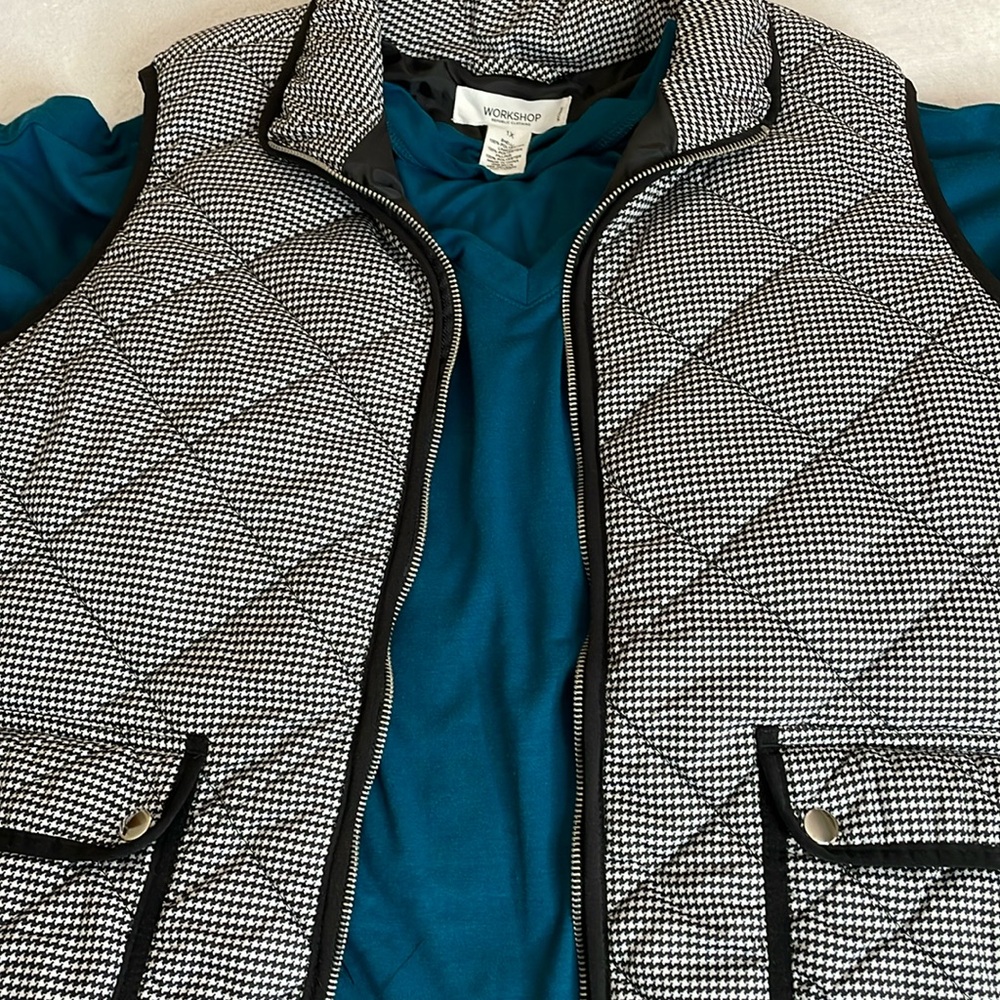 EUC Classic Black & White Houndstooth Vest. Workshop Republic Clothing.